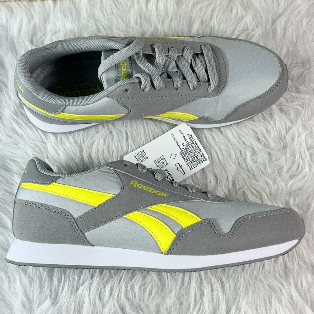 New, Reebok Royal Ultra Gray Yellow Running Jogger Shoes Sneakers